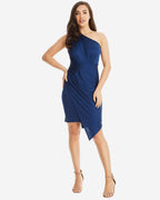 One Shoulder Asymmetrical Dress | Dark Blue