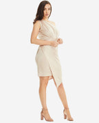 One Shoulder Asymmetrical Dress | Gold