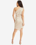 One Shoulder Asymmetrical Dress | Gold