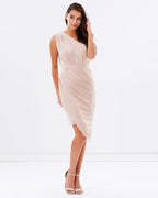 One Shoulder Asymmetrical Dress | Gold