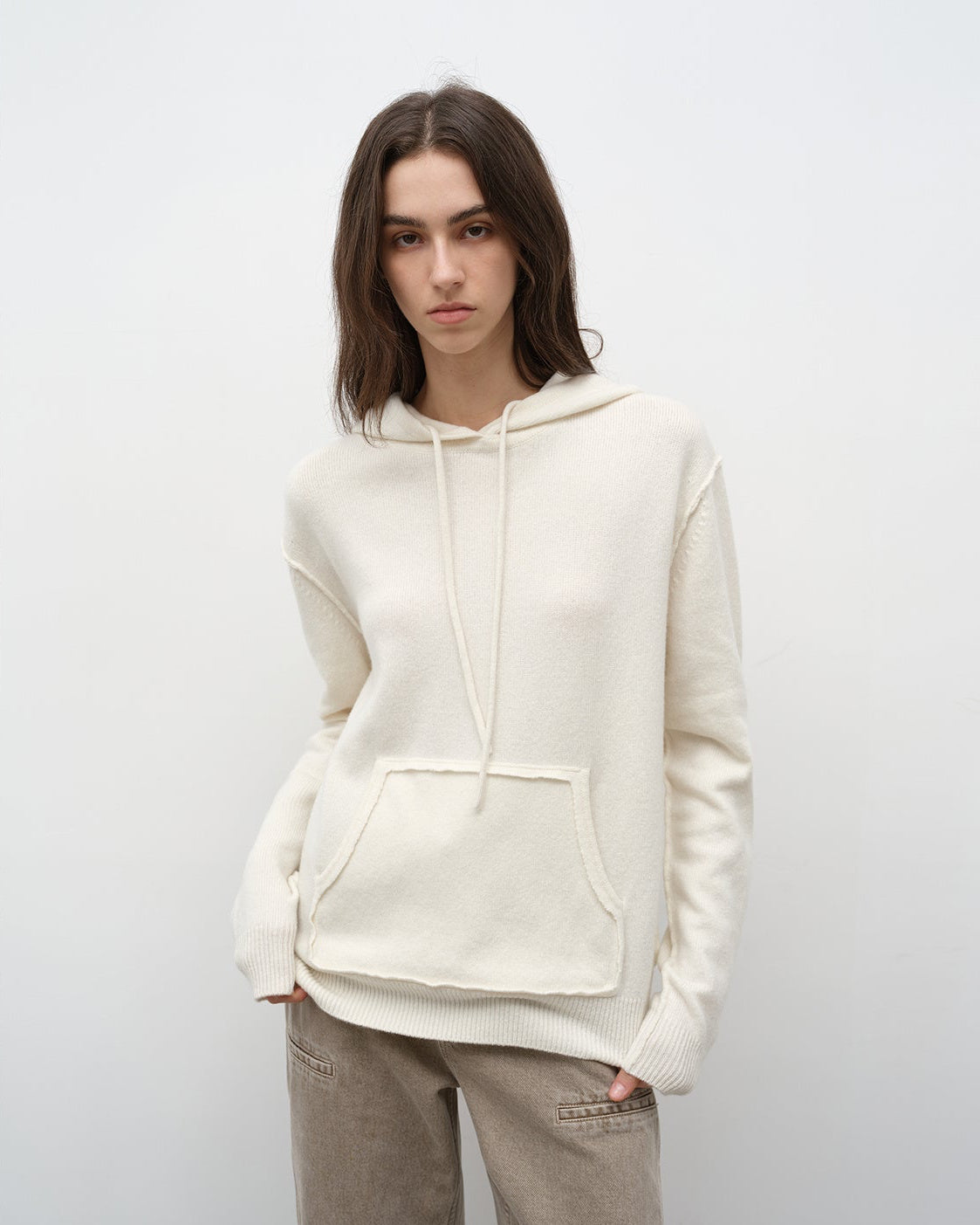 ‘Relaxed Encounter’ Wool Knit Hoodie and Straight-Leg Leisure Pants