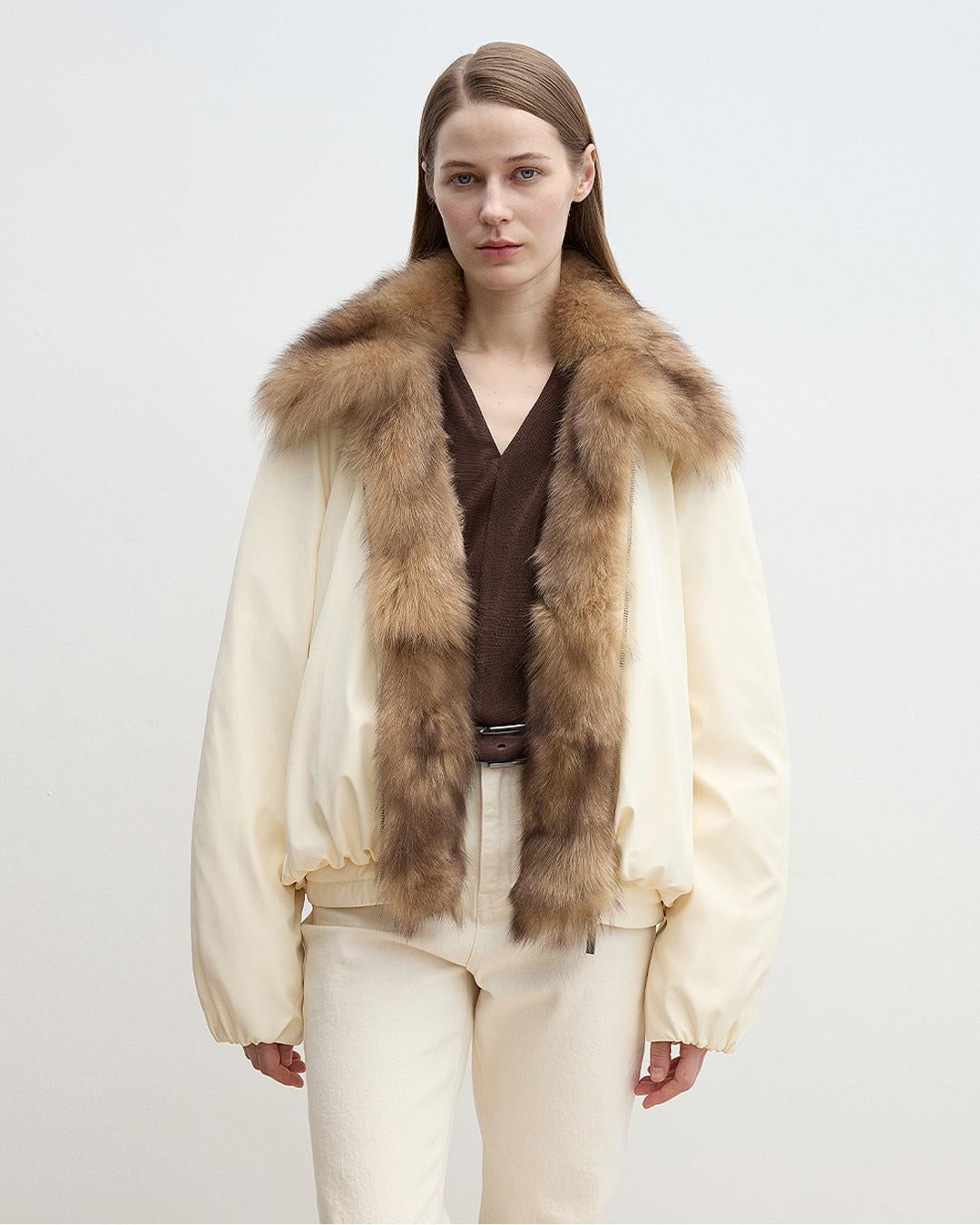 Fireladyfur Contrasting Fox Fur Collar Down Jacket 'Day and Night Rider'