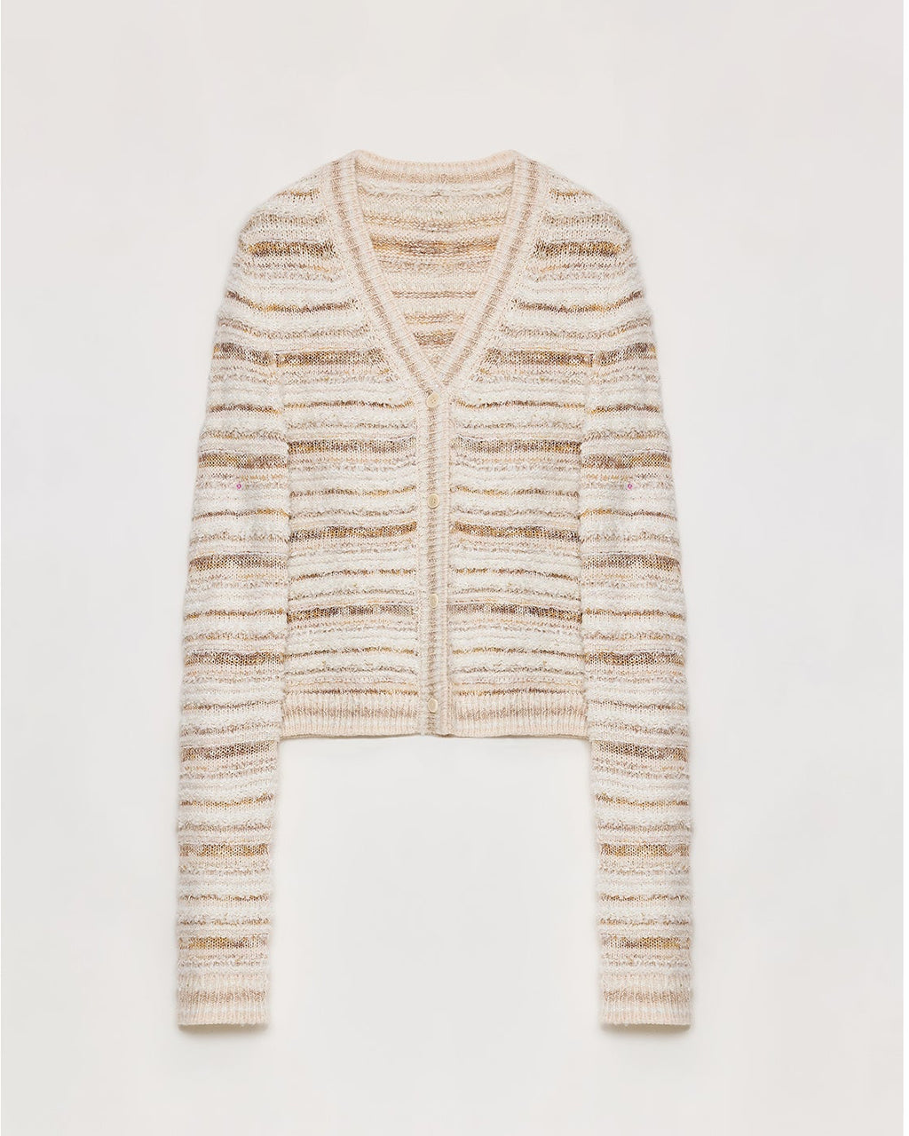 ‘Nice Weekend’ Striped Mixed Woven Knit Cardigan/Vest
