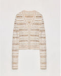 ‘Nice Weekend’ Striped Mixed Woven Knit Cardigan/Vest