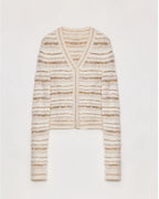 ‘Nice Weekend’ Striped Mixed Woven Knit Cardigan/Vest