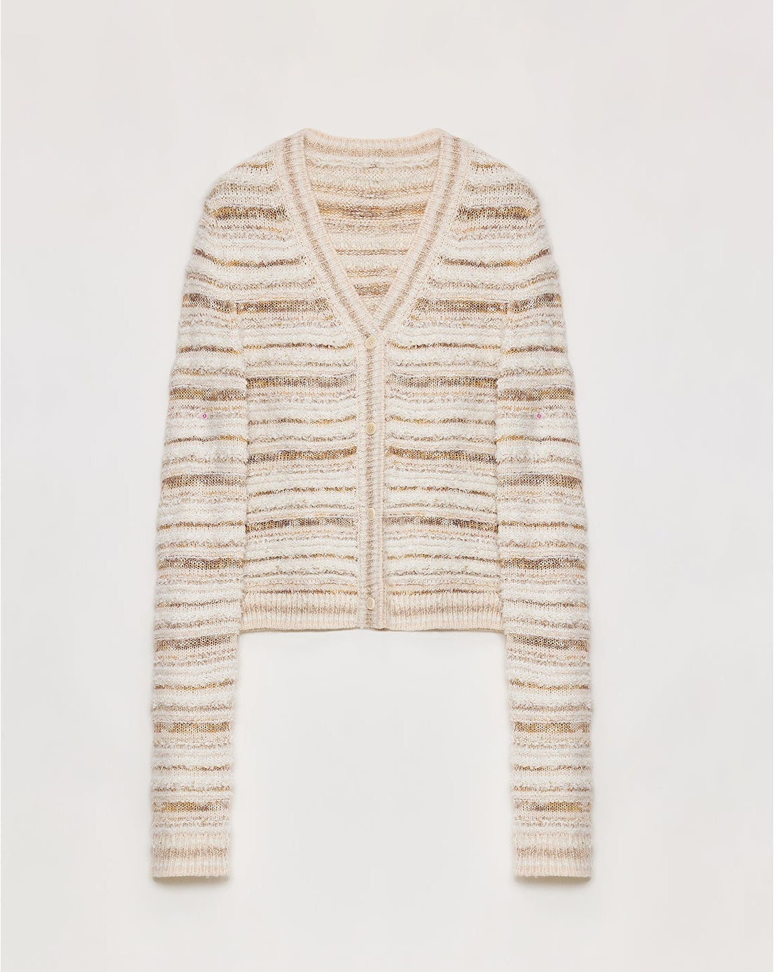 ‘Nice Weekend’ Striped Mixed Woven Knit Cardigan/Vest
