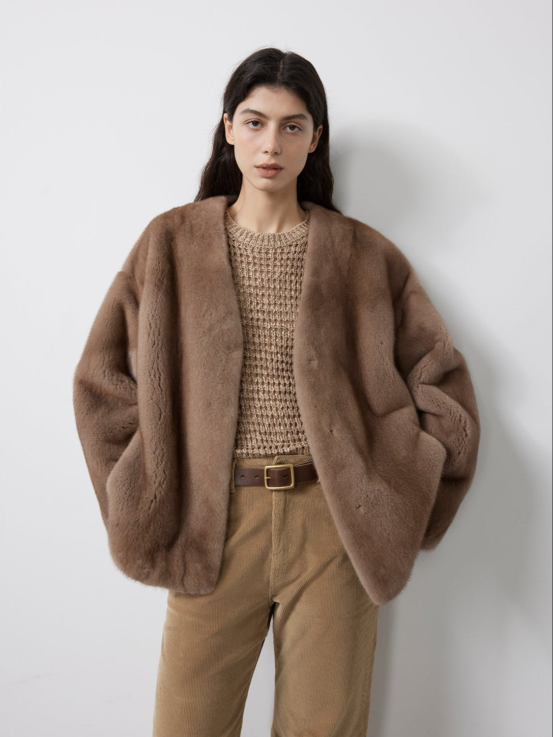 Louvre Mink V-Neck Jacket