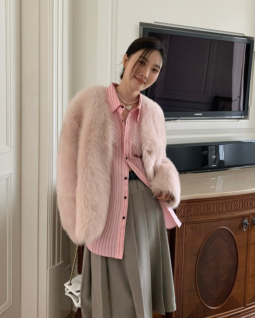 Fireladyfur Women's Pink Tuscan Sheepskin Coat 'Babylon Phantom Nights'