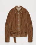 ‘Haruno Dream’ Retro Distressed Flocked Low Waist Long Sleeve Shirt Jacket