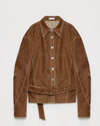 ‘Haruno Dream’ Retro Distressed Flocked Low Waist Long Sleeve Shirt Jacket