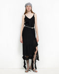 Acetate Mulberry Silk V-Neck Ruffled Draped Twist Strap Summer Dress ‘Rosy Ombre’