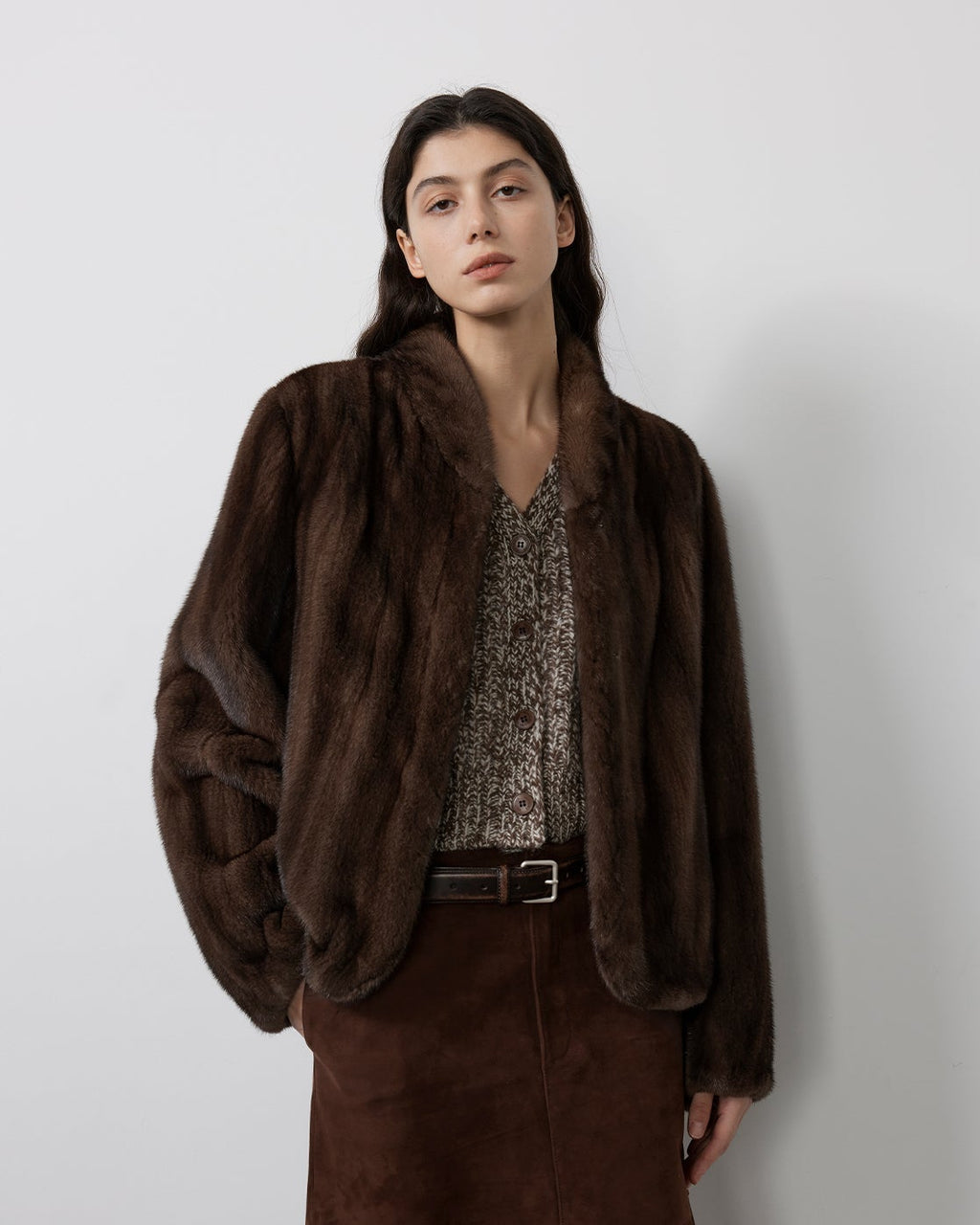 Behind The Vintage Mink Stand Collar Short Fur Coat