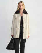 Fireladyfur Women's Goose Down Detroit Jacket with Merino Wool Collar