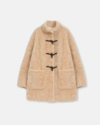 Fireladyfur Women's Faux Leather Shearling Jacket Curly Style