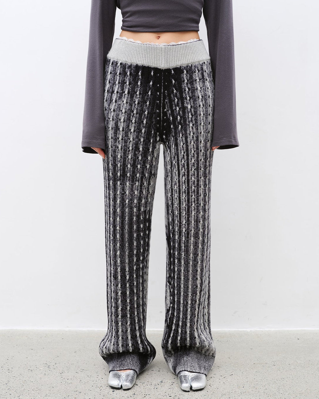 ‘Winter Date’ Knitted Straight Pants with Elastic Waistband