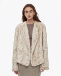 ‘Inspiration Glimpse’ Lapel Double-Breasted Loose Woven Rex Rabbit Fur Coat