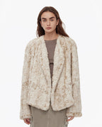 ‘Inspiration Glimpse’ Lapel Double-Breasted Loose Woven Rex Rabbit Fur Coat