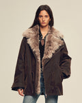 Fireladyfur Sheepskin Parka Coat with Two-Tone Toscana Coyote Fur Collar