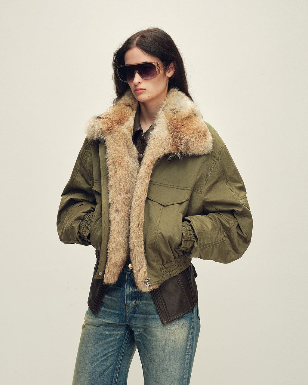 Multicolor Fur Collar Parka | Pilot Jacket Style ‘Serene Heat Island’