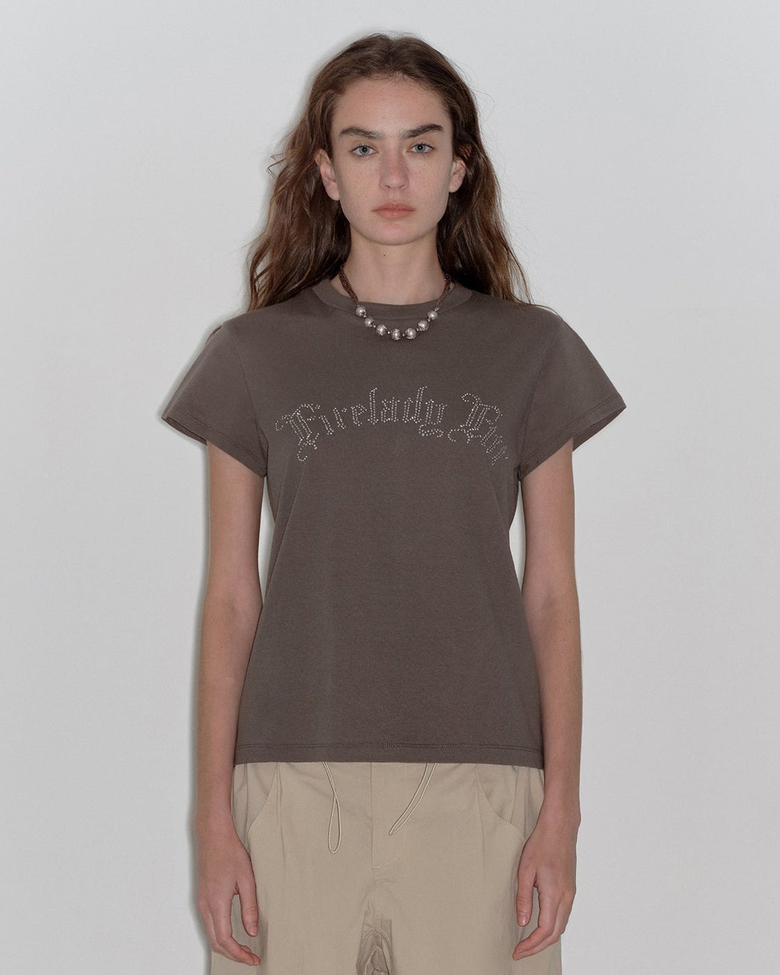 ‘May Time’ Luxury 3D Long-Staple Cotton Slightly Waist Rivet T-Shirt