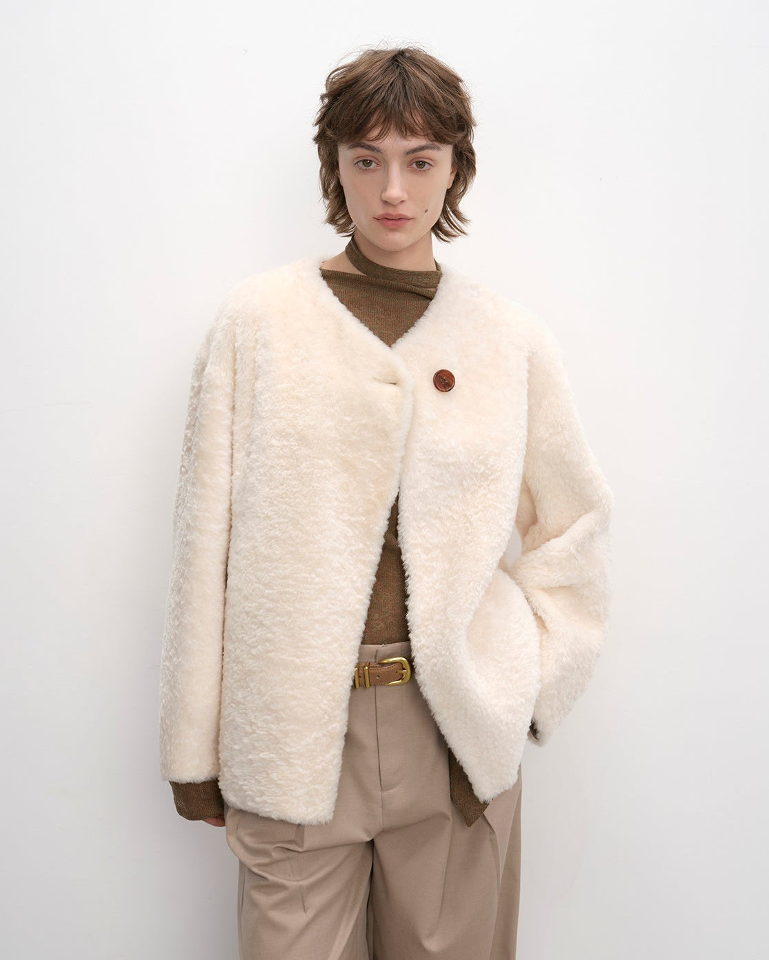 'Urban Home' Merino Wool Sheepskin Fur Women's Jacket