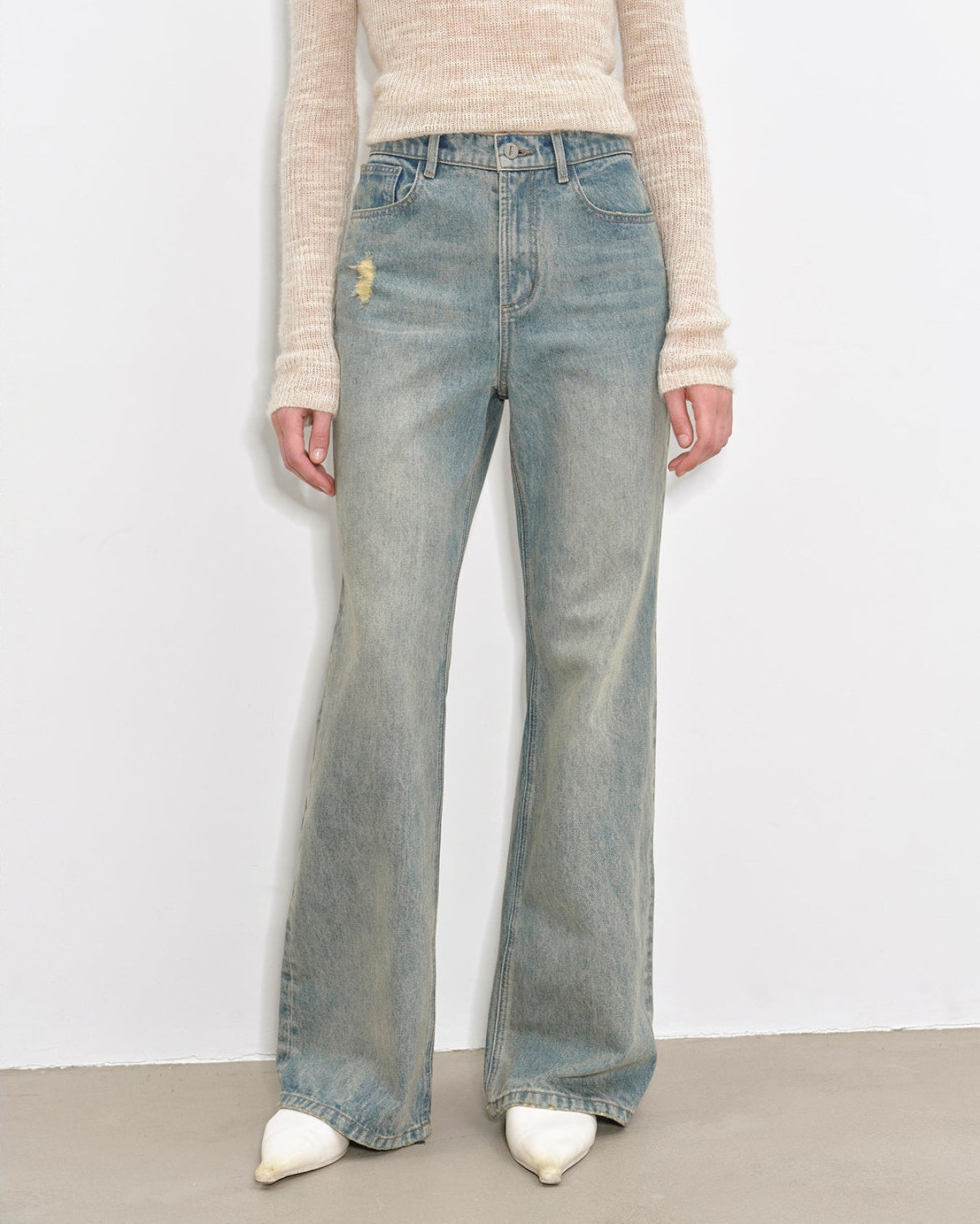 ‘Flare Mark’ Retro All-Season Slim Fit Versatile Washed Flared Jeans