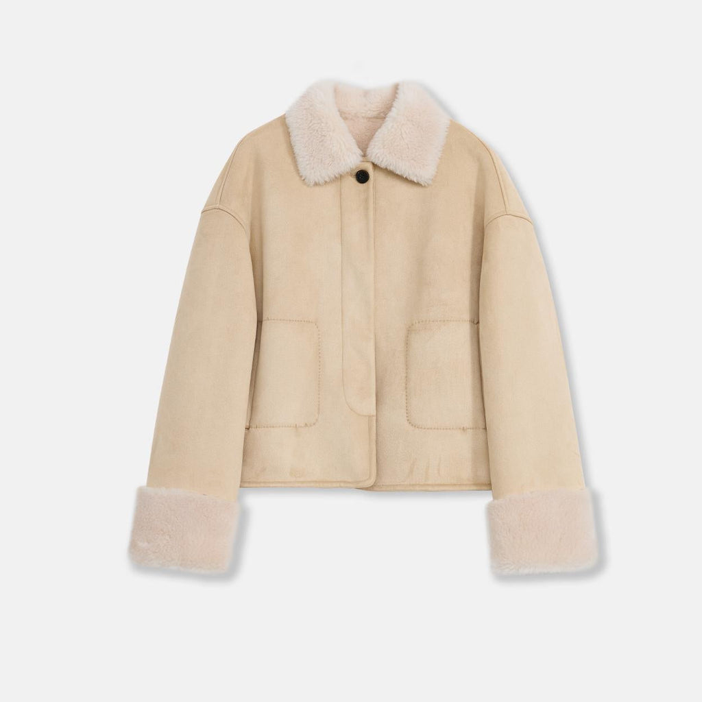 Fireladyfur Faux Leather Shearling Jacket