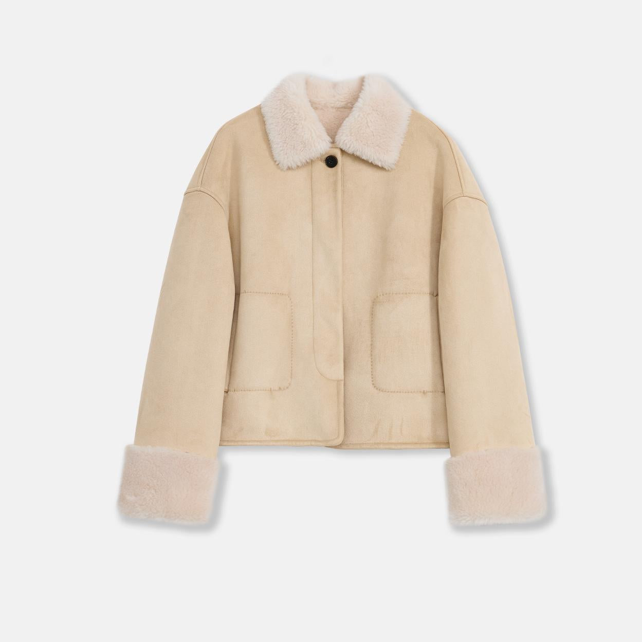 Fireladyfur Faux Leather Shearling Jacket