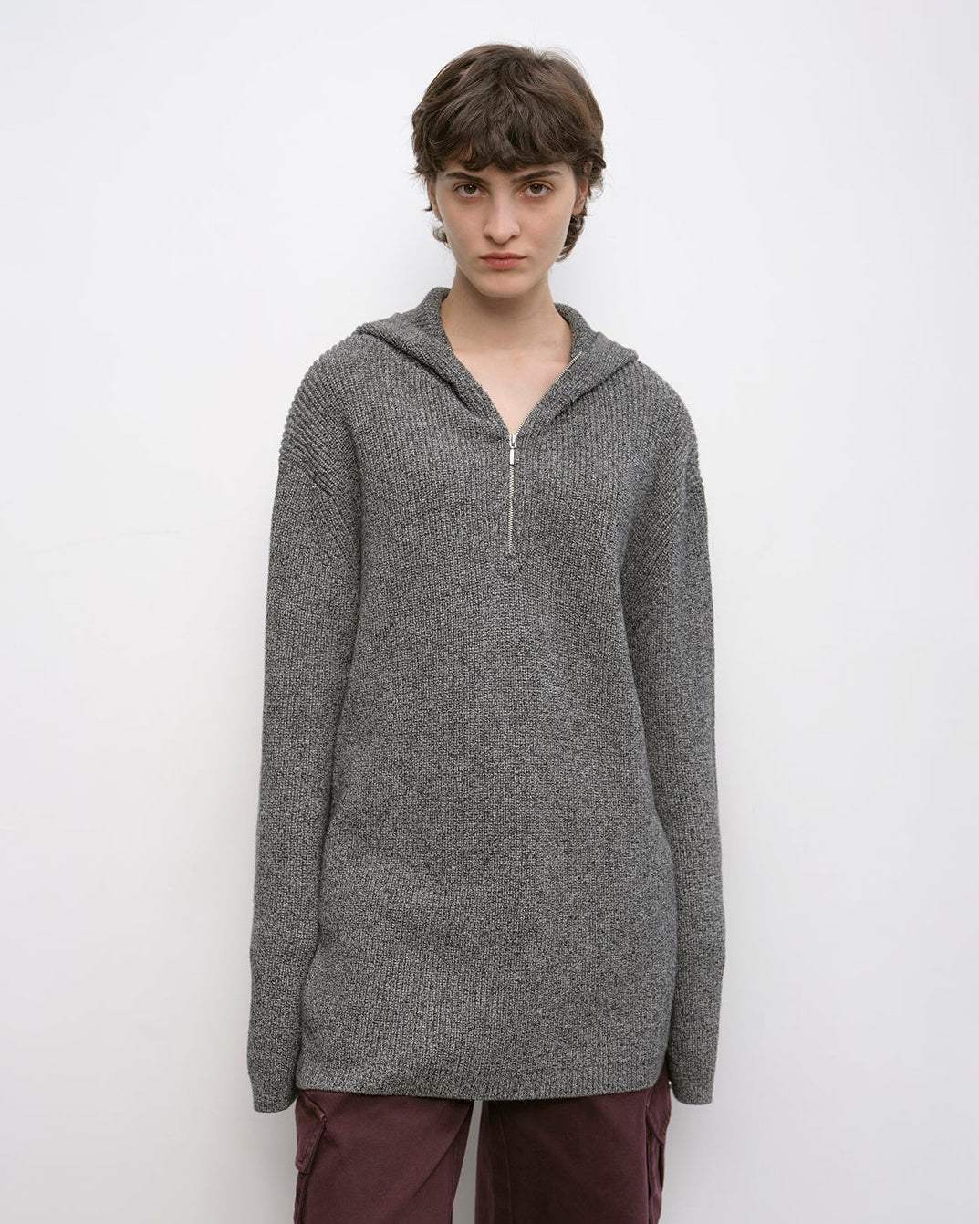 Women's Merino Wool Hooded Sweater with 1/4 Zip ‘Autumn Ticket’
