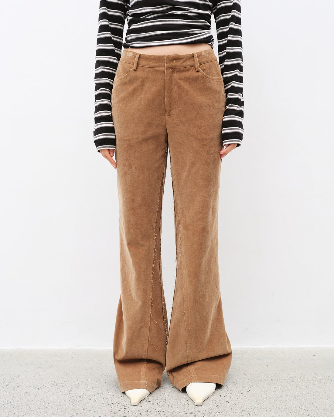 'Road to Extraordinary' Versatile Slim Corduroy Flared Trousers