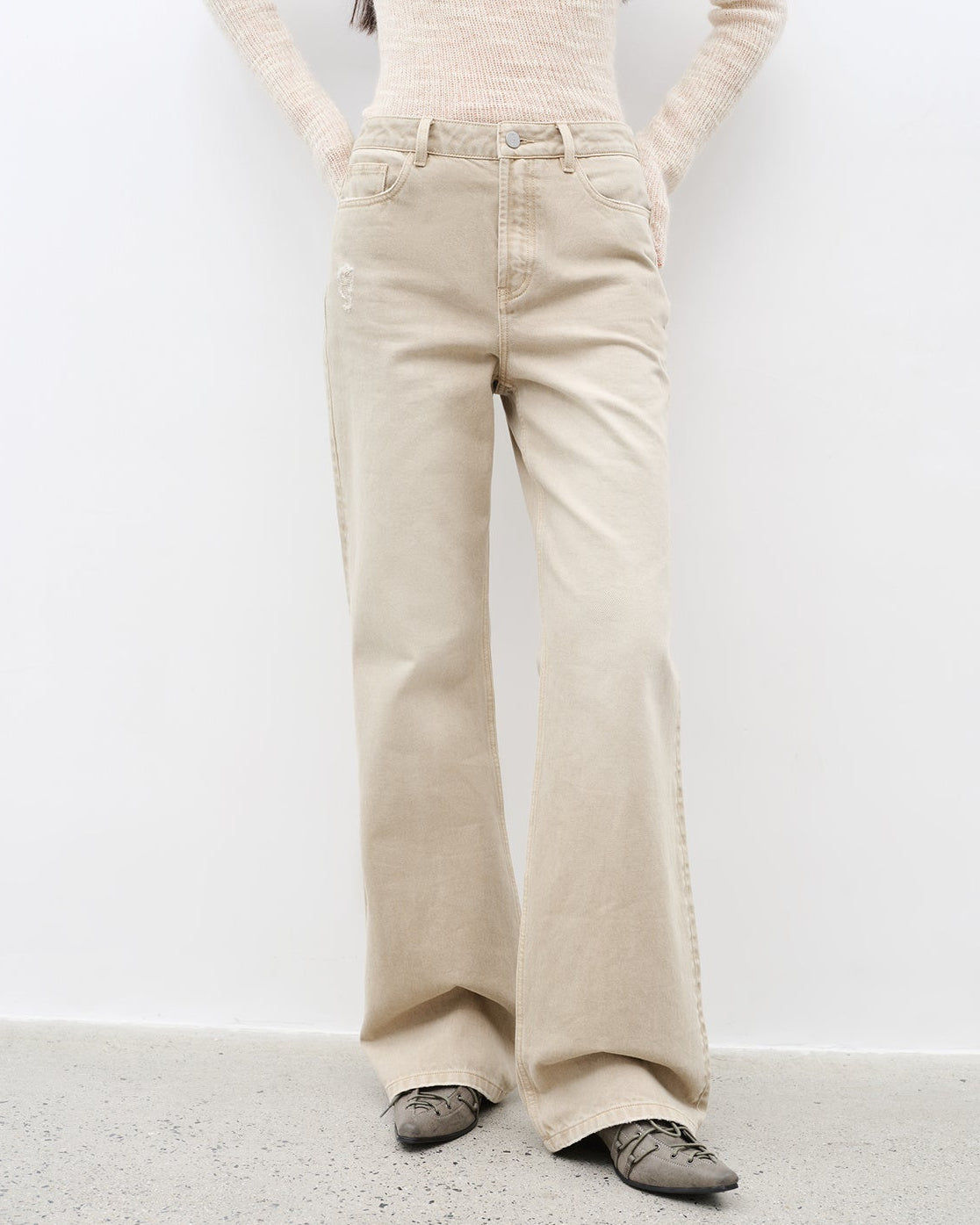 ‘Flare Mark’ Retro All-Season Slim Fit Versatile Washed Flared Jeans