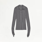 Light Silver Silk Slightly Transparent Knit Top ‘Eiffel’