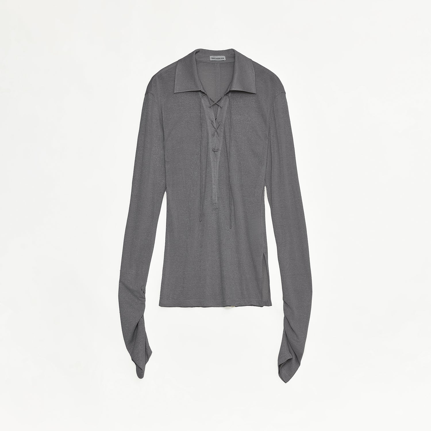Light Silver Silk Slightly Transparent Knit Top ‘Eiffel’