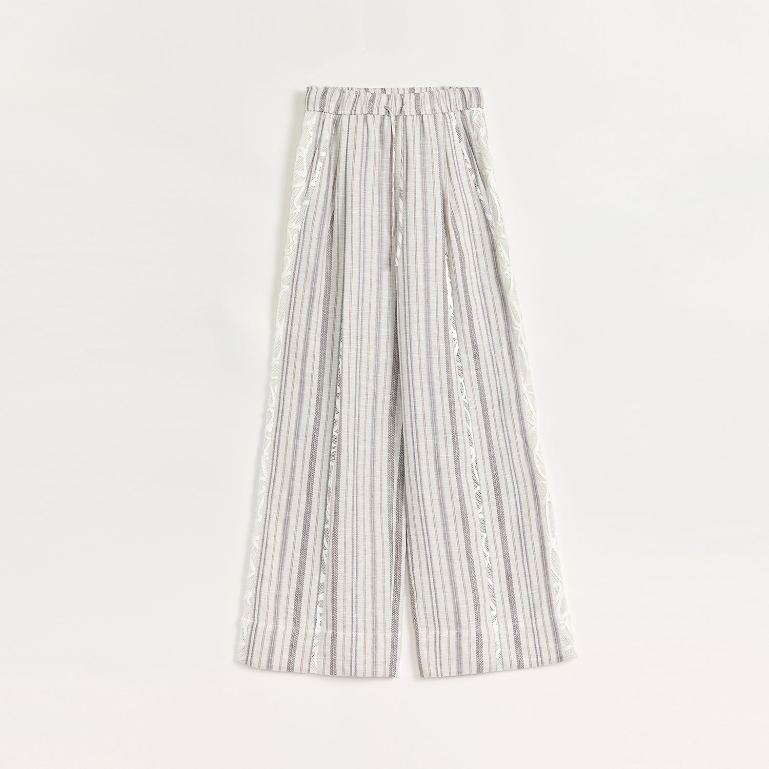Linen Vertical Stripe Drape Wide Leg Casual Pants ‘Fashion Tension’