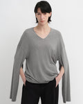 Tencel Wool V-Neck Two-Wear Elastic Hem T-Shirt