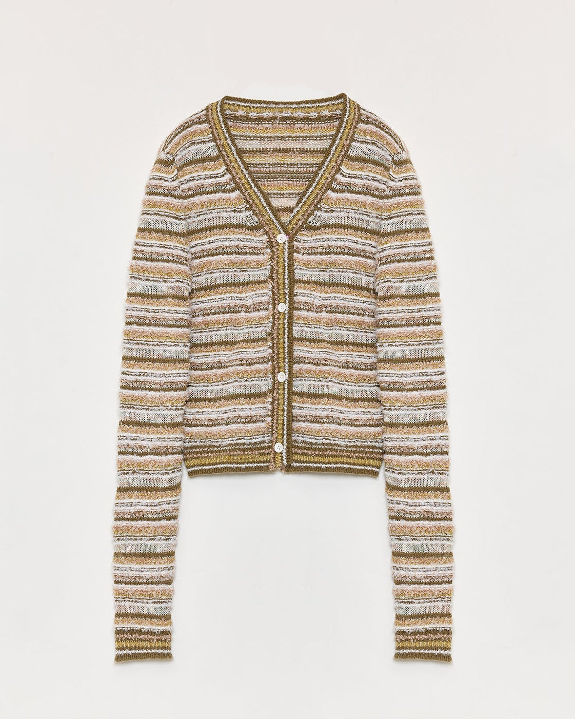 ‘Nice Weekend’ Striped Mixed Woven Knit Cardigan/Vest