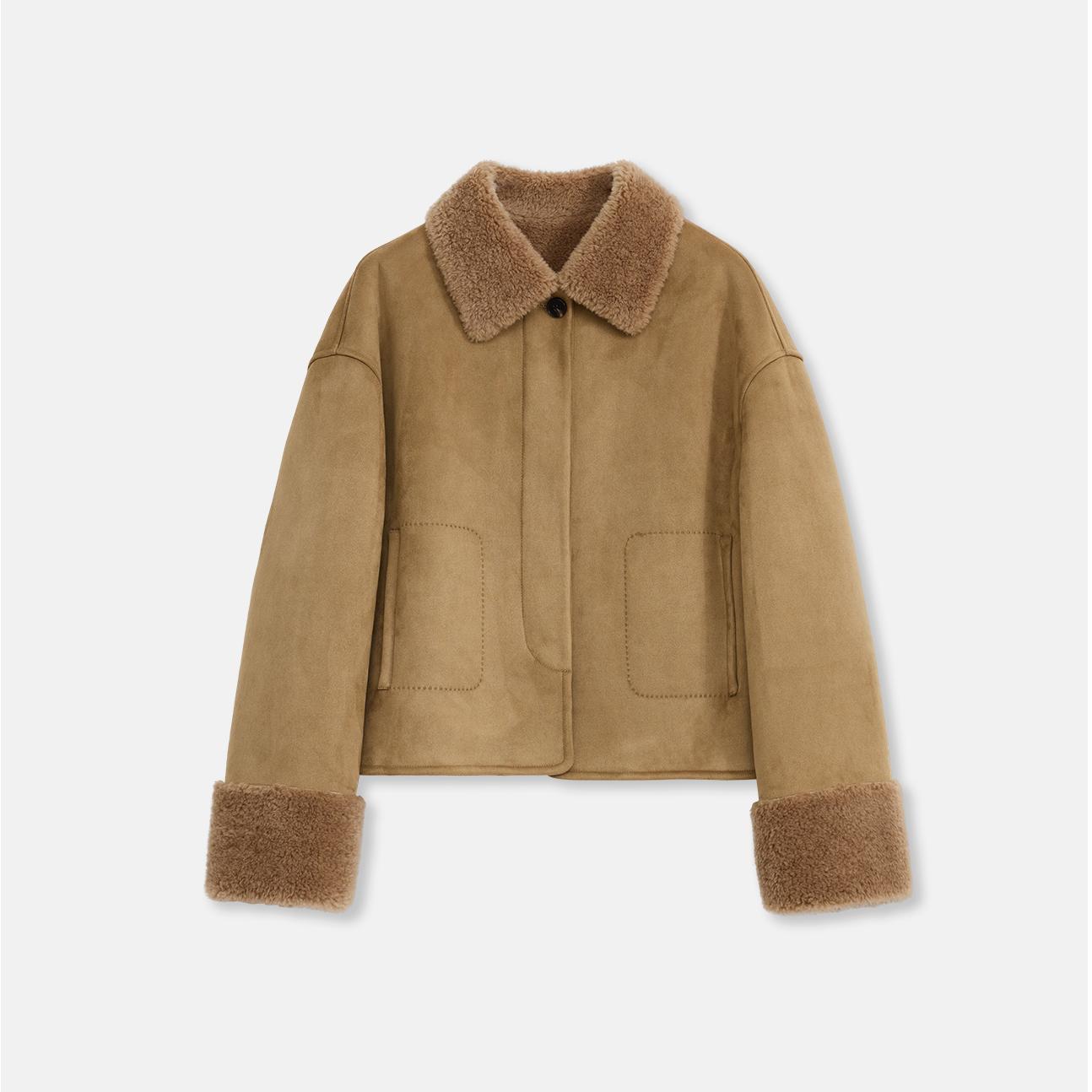 Fireladyfur Faux Leather Shearling Jacket