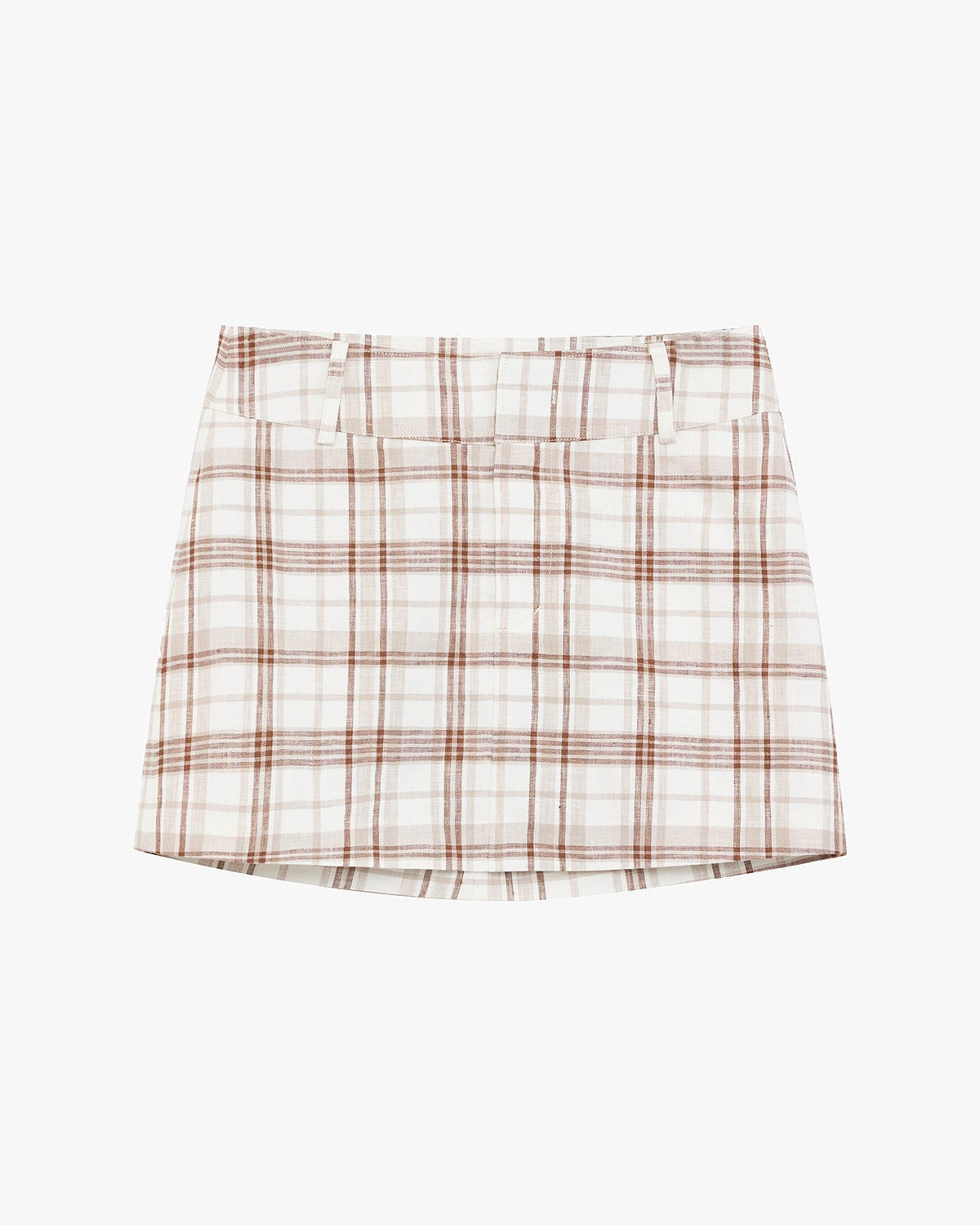 Vintage Linen Shirt & Mini Skirt Two-Piece Spring 'Plaid Sketch'