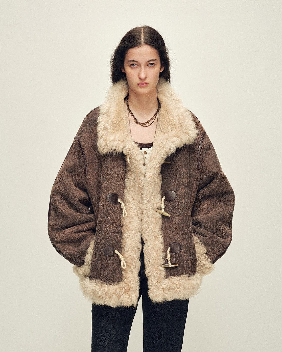 Shearling Coat | Merino Wool & Curly Toca Trim ‘Galaxy Gala’
