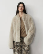 Fireladyfur Drop Shoulder Stand Collar Sheepskin Coat ‘Practical Wearism’