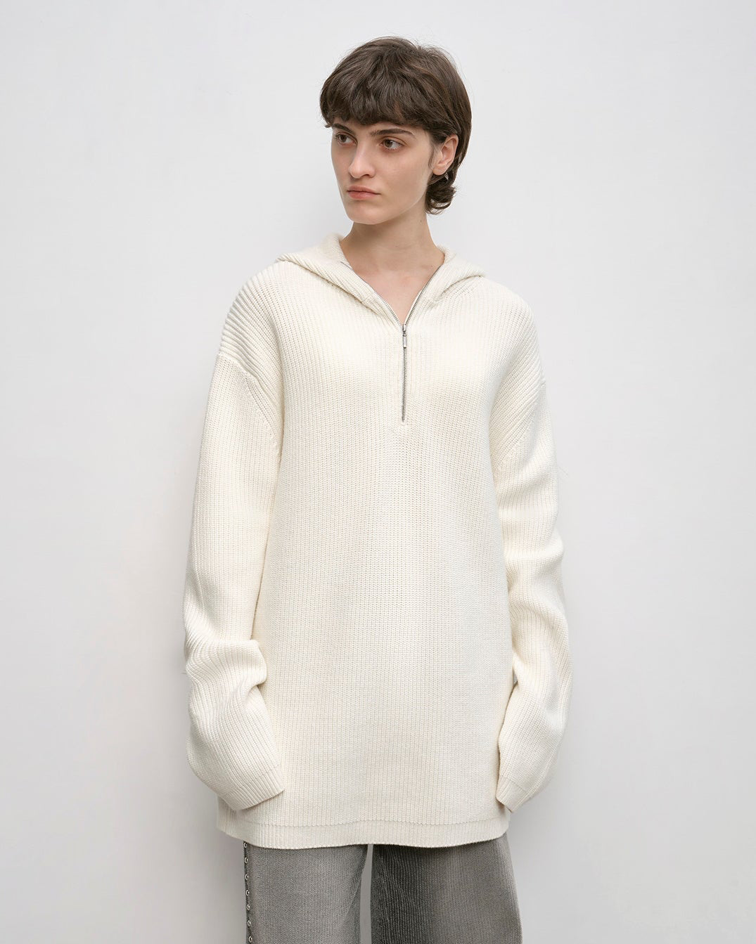 Women's Merino Wool Hooded Sweater with 1/4 Zip ‘Autumn Ticket’