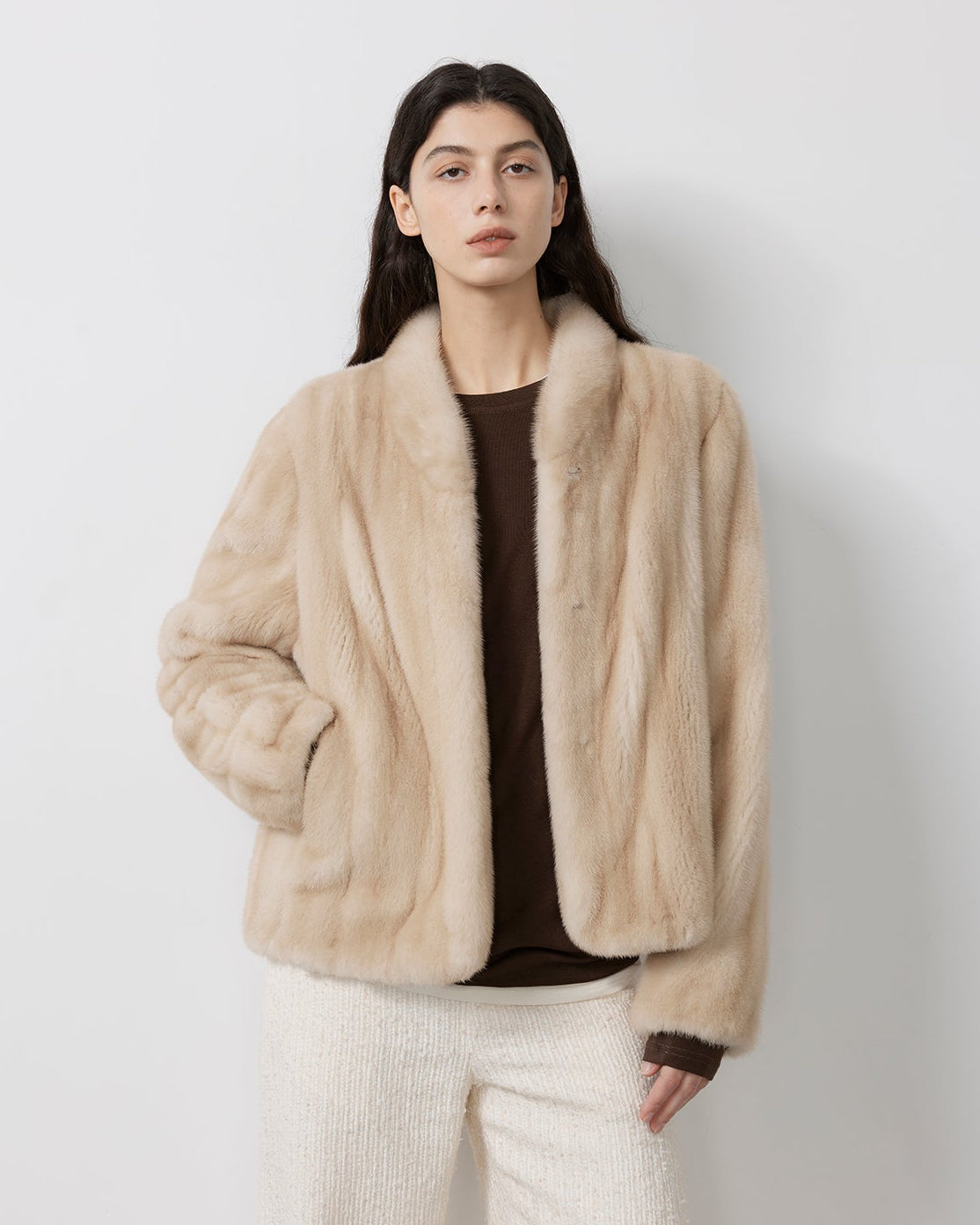 Behind The Vintage Mink Stand Collar Short Fur Coat