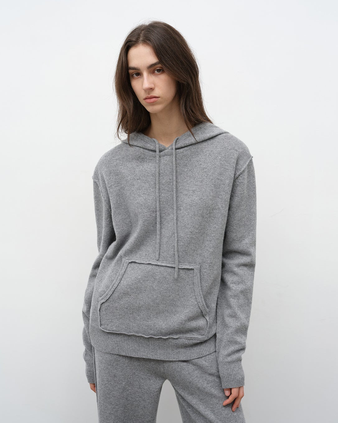 ‘Relaxed Encounter’ Wool Knit Hoodie and Straight-Leg Leisure Pants