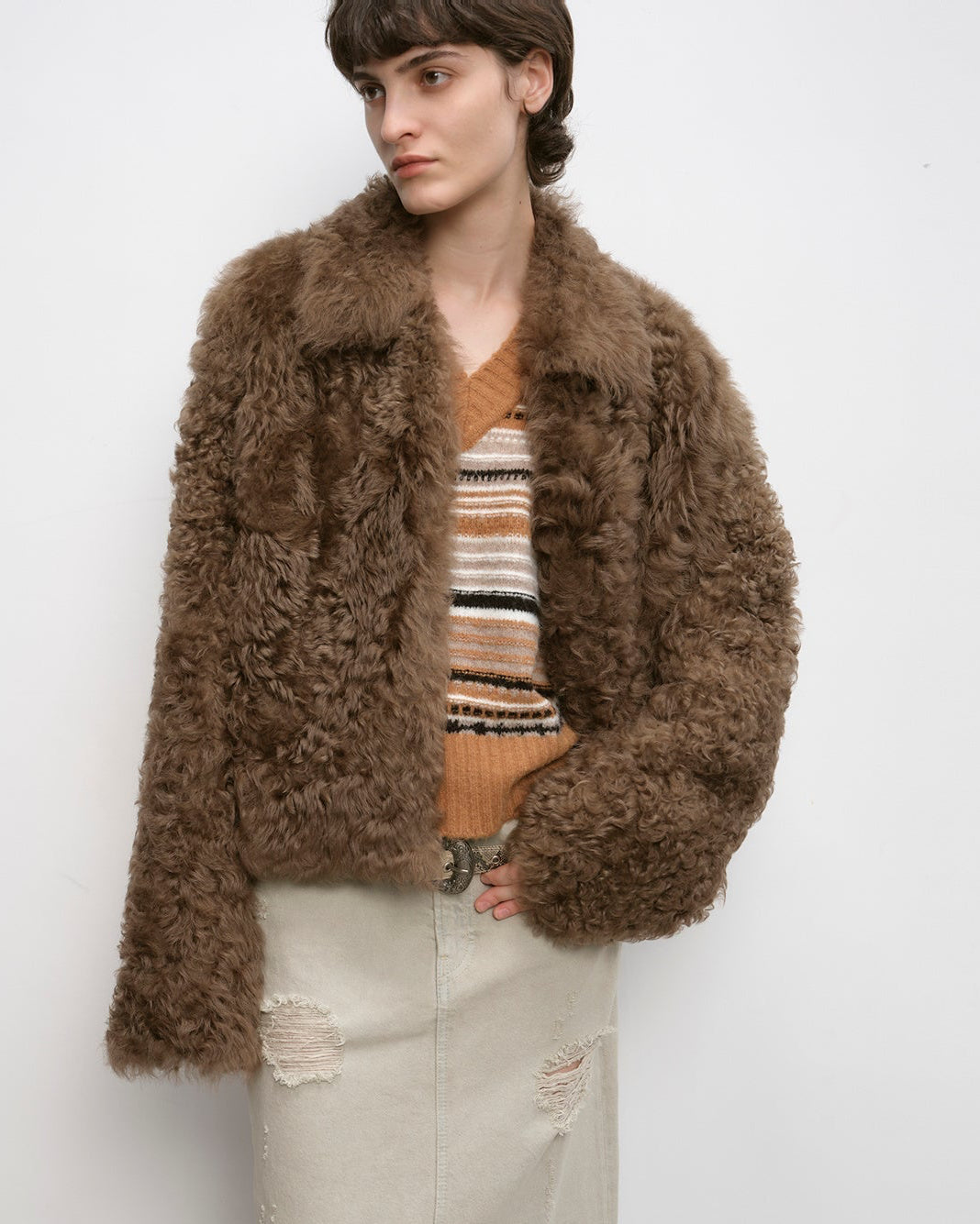 Fireladyfur Women's Short Wool Sheepskin Coat ‘Blackmoon Berlin’