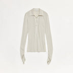 Light Silver Silk Slightly Transparent Knit Top ‘Eiffel’