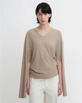 Tencel Wool V-Neck Two-Wear Elastic Hem T-Shirt