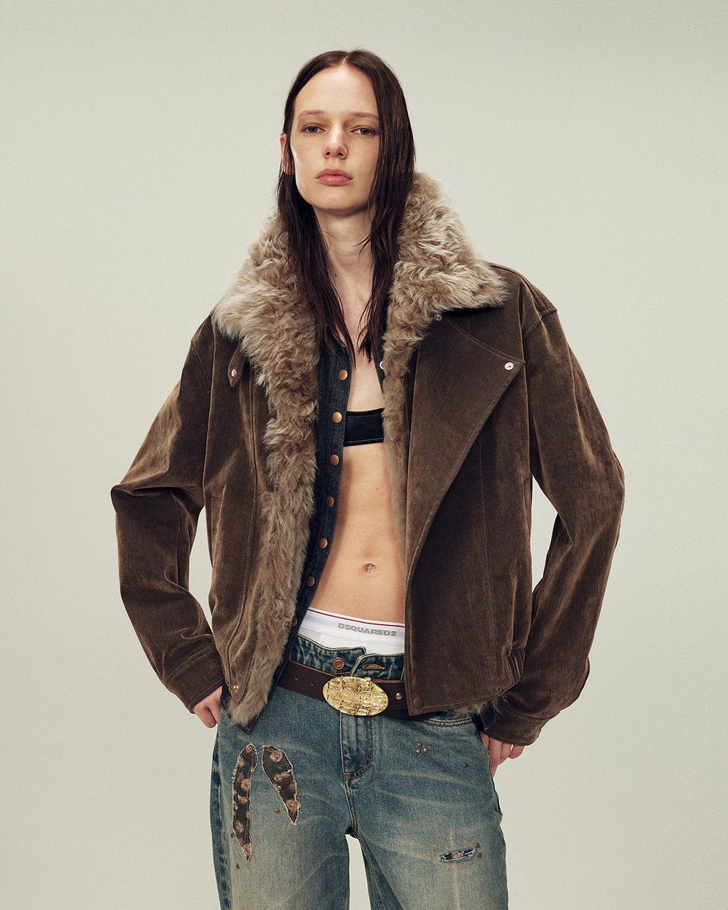 Firelady Fur Women's Genuine Fur Denim Parka | Detachable Fur Collar & White Goose Down Fill ‘Wander Free’