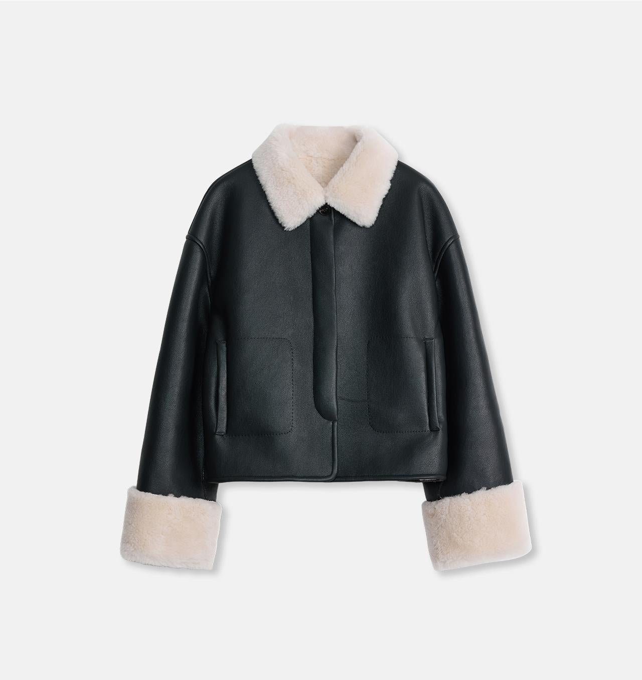 Fireladyfur Faux Leather Shearling Jacket