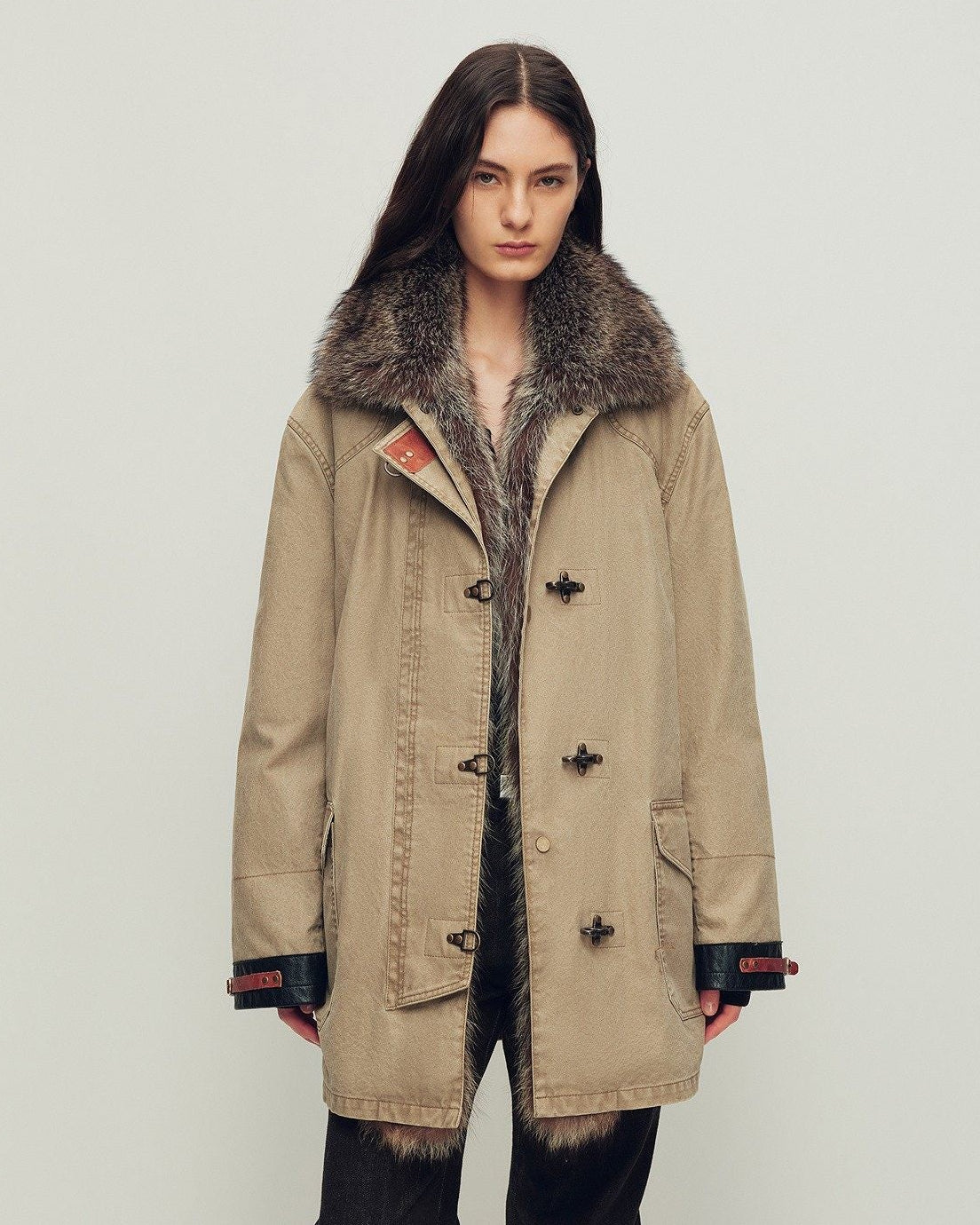 Goose Down Fur Parka with Detachable Raccoon Fur Hood 'Hearthside Simmer'