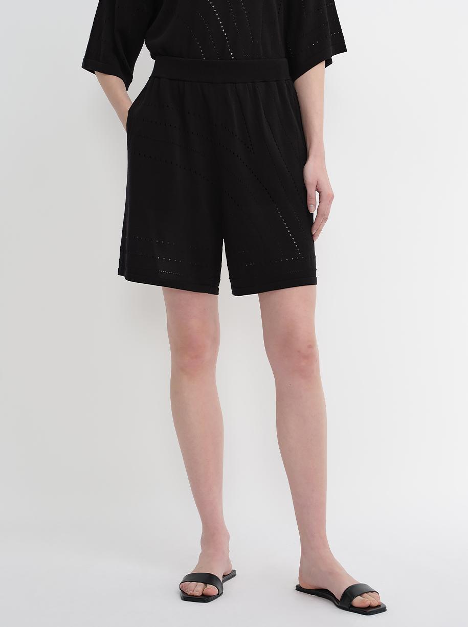 Customized Acetate Cotton Geometric Lines Knitted Suit | Black